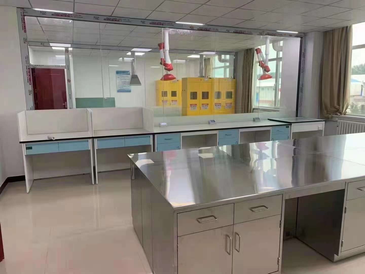 忻州实验台实心理化板实验台全钢实验台钢木边台厂家