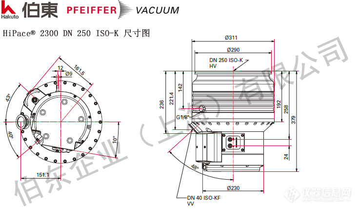 涡轮分子泵 HiPace 2300 尺寸