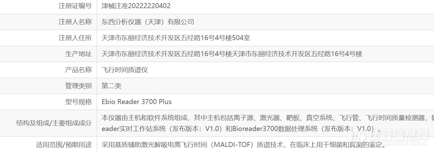 东西分析入驻天津东丽国际医疗器械产业园 飞行时间质谱获批