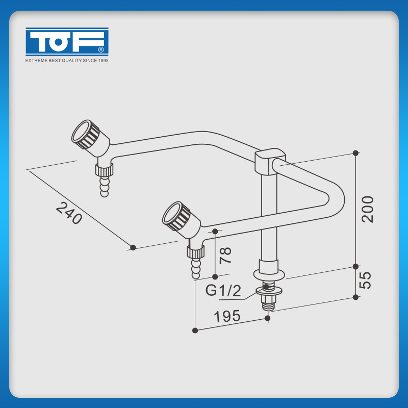 TOF科恩｜双联化验水咀化验室实验室双口水嘴实验室水龙头