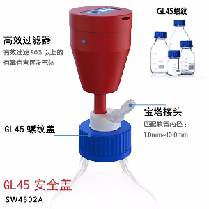 滤启科技4simple废液安全盖GL45密闭溶剂瓶收集盖子SW4502A