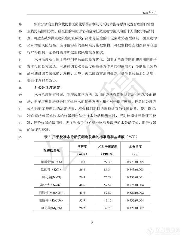 国家药典委员会发布关于非无菌药品微生物控制中水分活度应用指导原则草案的公示