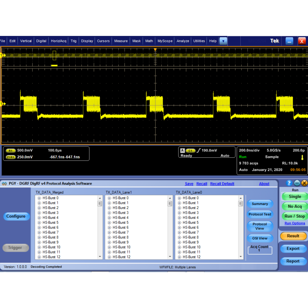 DigRF v4 电气验证和协议分析解码软件