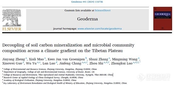 PG电子：浙江大学罗忠奎研究团队揭示青藏高原不同气候梯度下土壤碳矿化与微生物群落组成之间的解耦(图1)