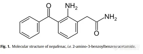 图1. 奈帕芬胺的分子结构，即2-氨基-3-苯甲酰基苯乙酰胺