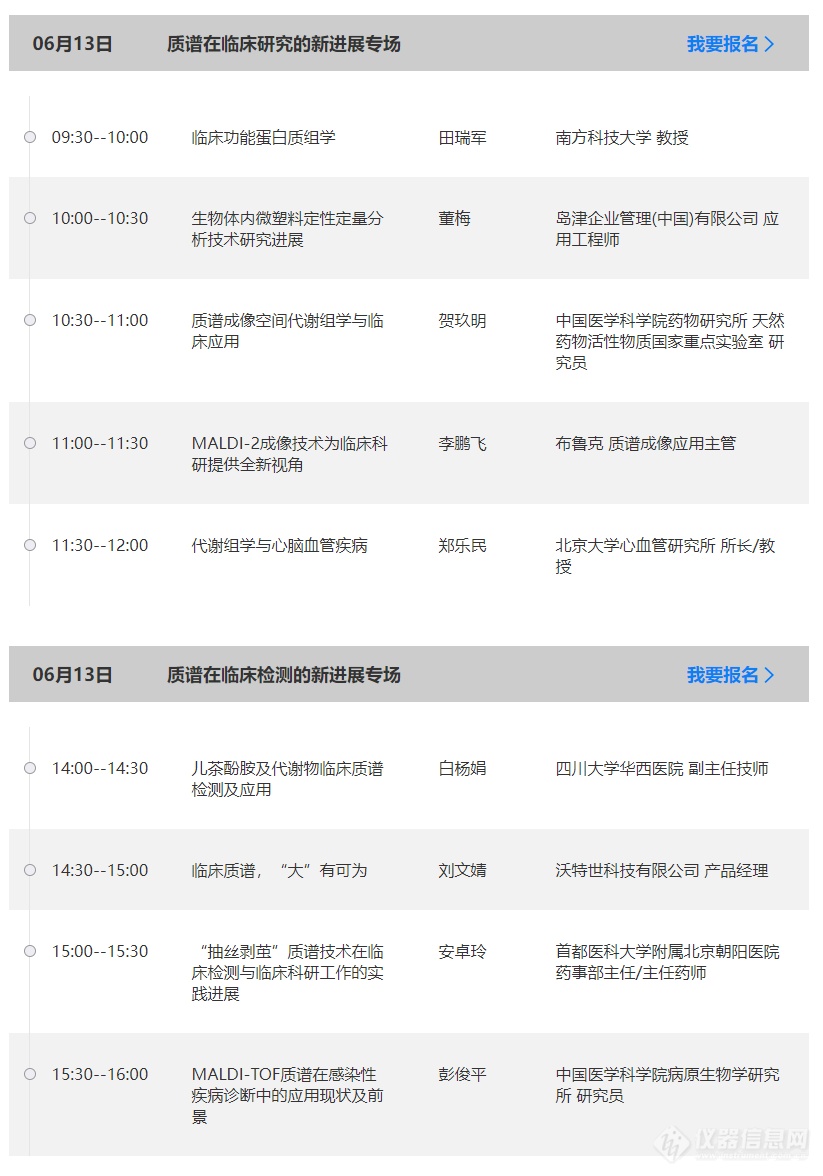 日程公布|临床质谱技术应用进展网络会6.13日召开