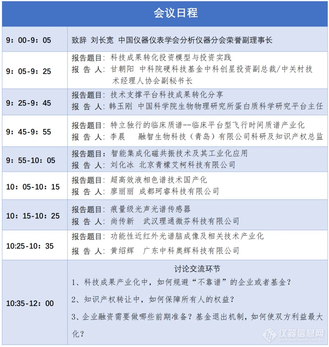 通知 | 分析仪器科技成果转化沙龙研讨会