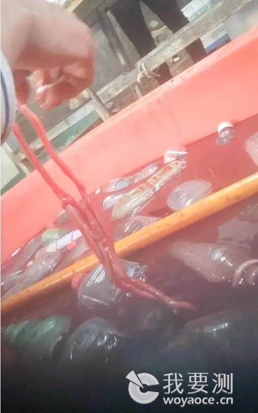 永官食品有限公司的鹅肠生产车间，工人用血水浸泡染色，提高卖相.png