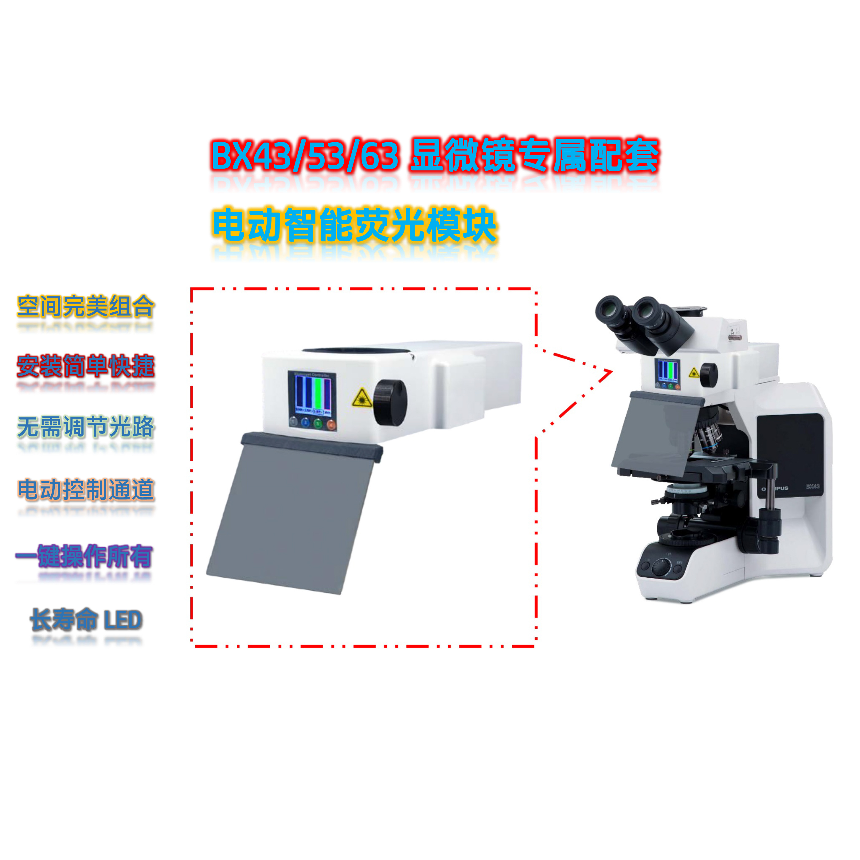 奥林巴斯BX系列显微镜荧光附件单色LED电动荧光模块BX-UV-E