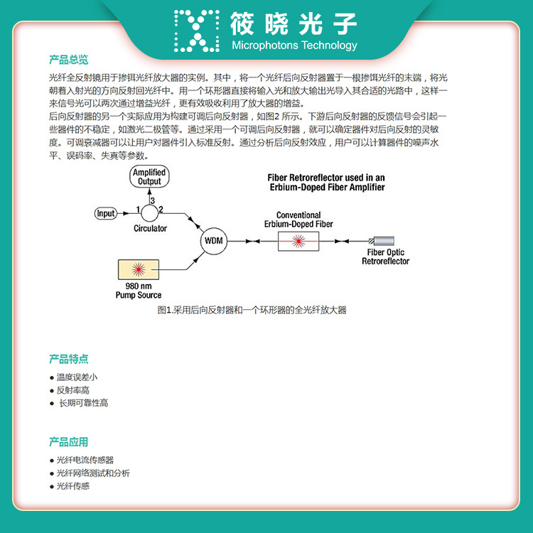 980nm单模光纤反射镜