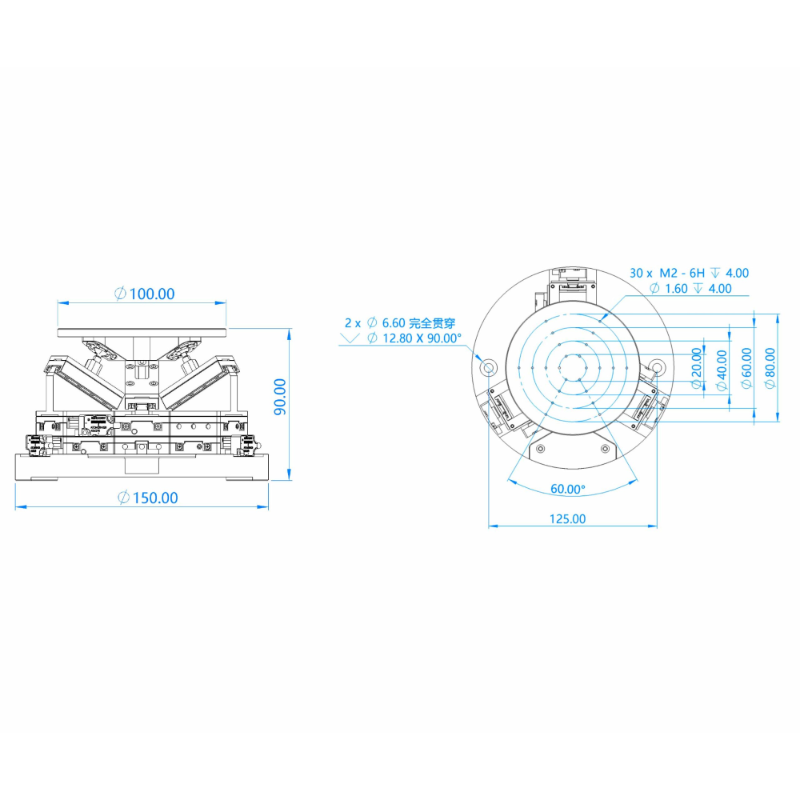 MultiFields压电位移台六轴并联Free6D.3-2.150.G2，六自由度hexapod