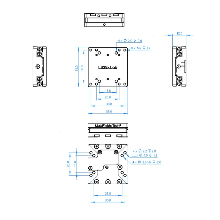 MultiFields光学纳米位移台LSxxX.Lab，水平线性运动