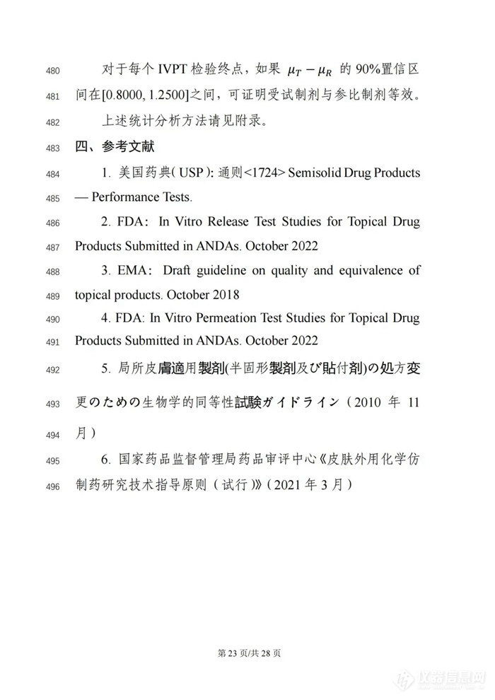 关于公开征求《局部起效化学仿制药体外释放（IVRT）与体外透皮（IVPT）研究技术指导原则（征求意见稿）》意见的通知