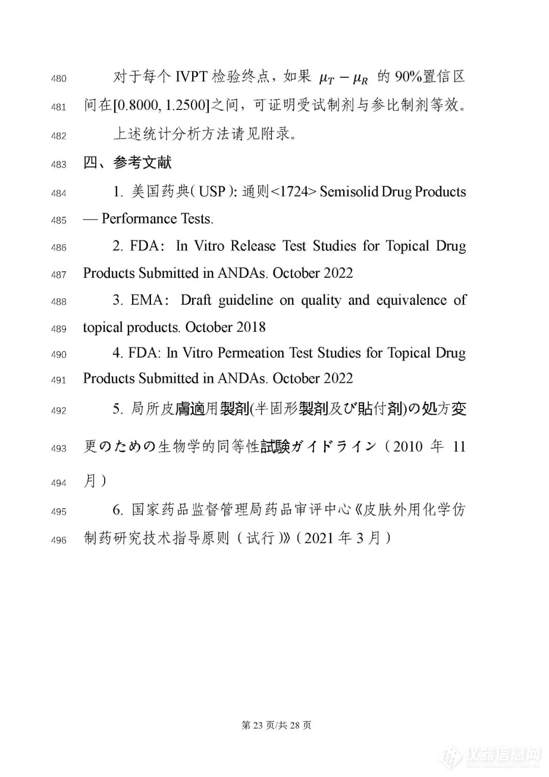 《局部起效化学仿制药体外释放（IVRT）与体外透皮（IVPT）研究技术指导原则（征求意见稿）》发布