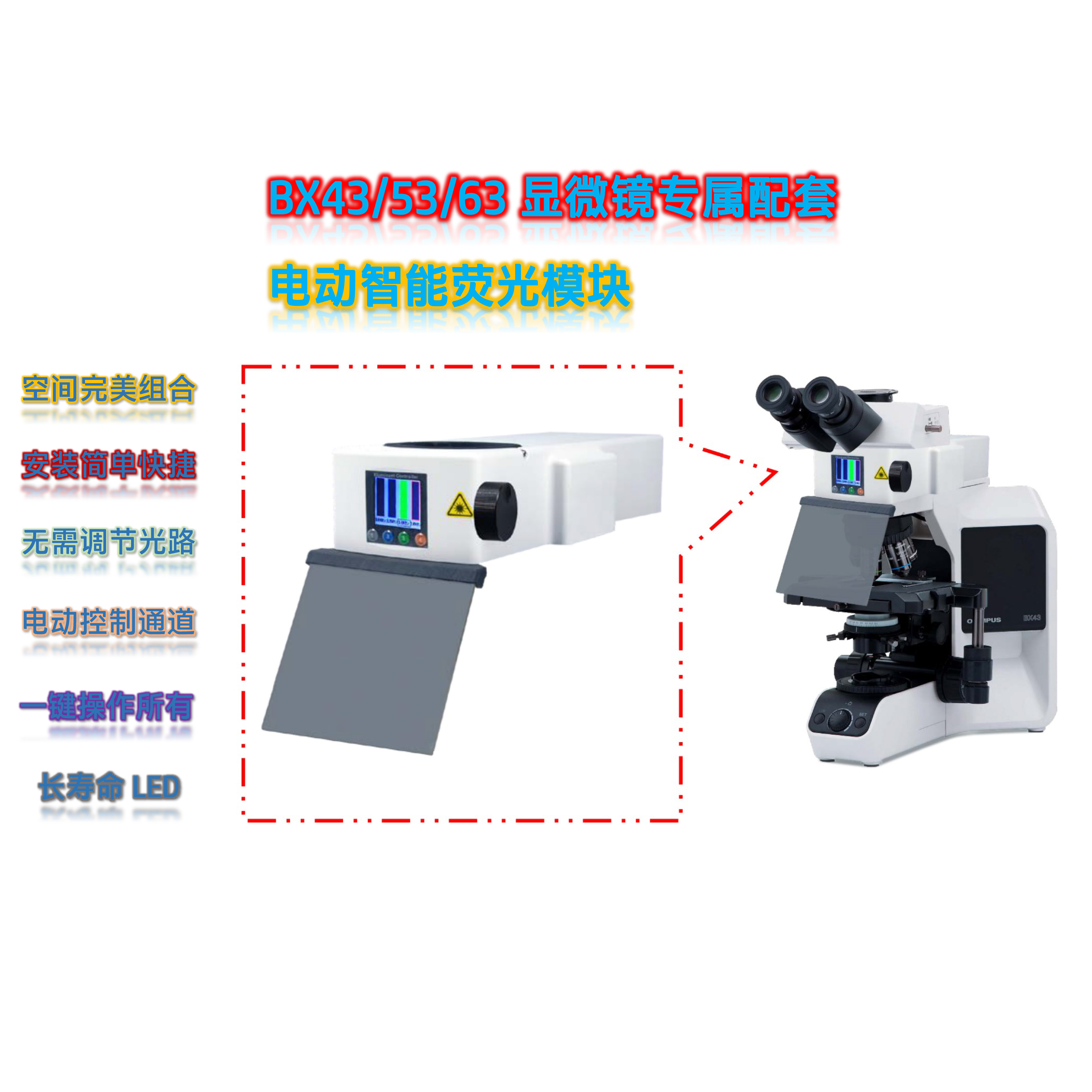 奥林巴斯显微镜荧光附件单色正置BX53荧光模块BX-B-E