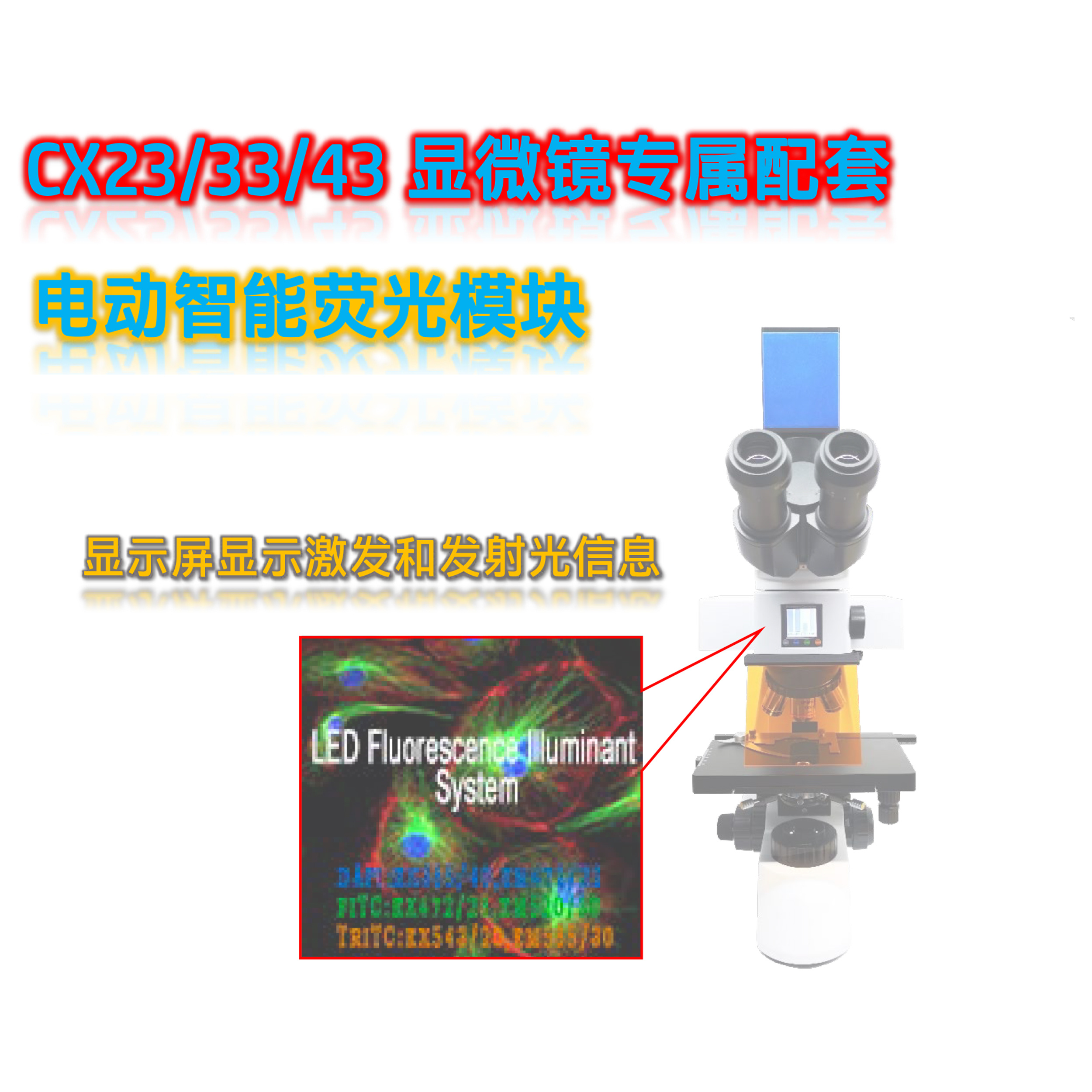 奥林巴斯显微镜CX43搭配的荧光配件电动荧光模块CX-B-E