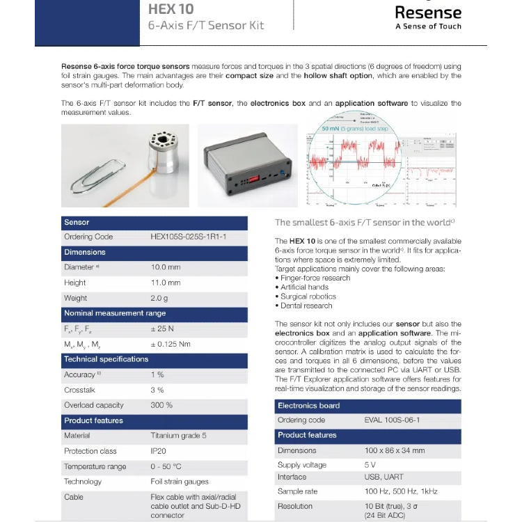 德国Resense六轴力矩传感器套件HEX 12