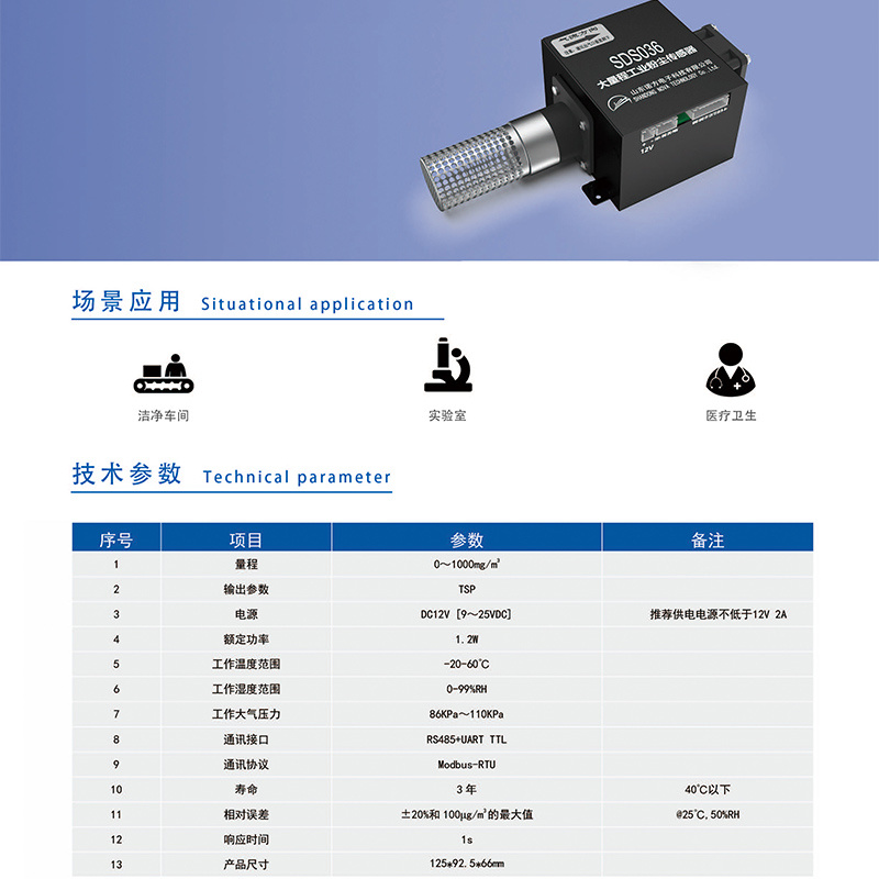 大量程工业粉尘传感器TSP高浓度粉尘监测车间工厂矿场诺方