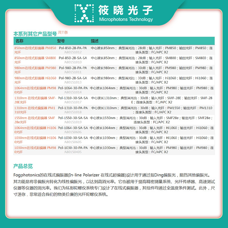 1550nm 在线式起偏器 PM1550光纤 