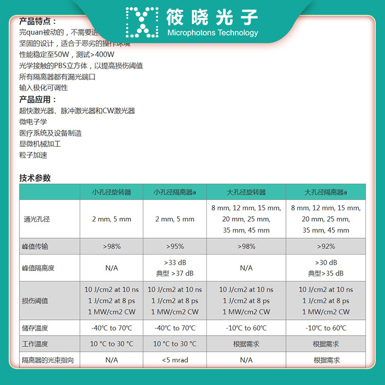 1010-1080nm EOT 法拉第旋转器 (通光孔径8mm 传输效率98%)