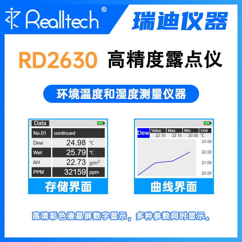 REALLTECH高精度露点水分测定仪RD2630