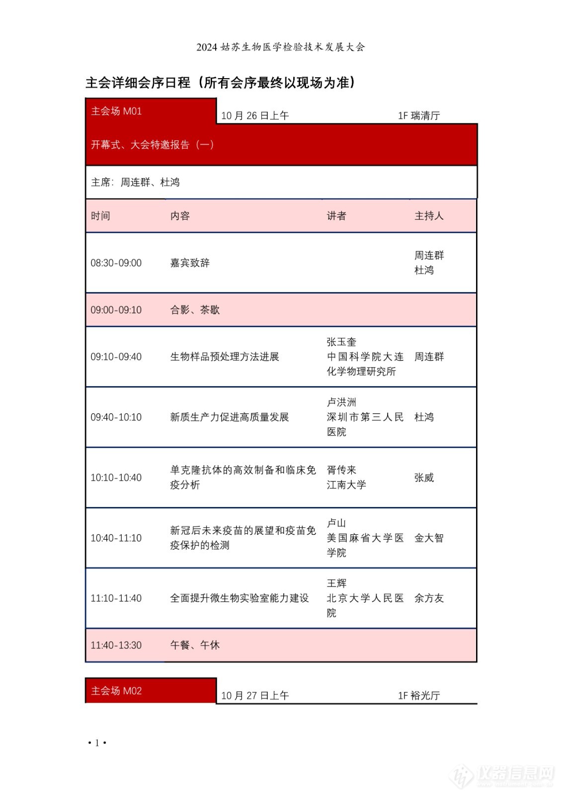 2024姑苏生物医学检验技术发展大会日程公布