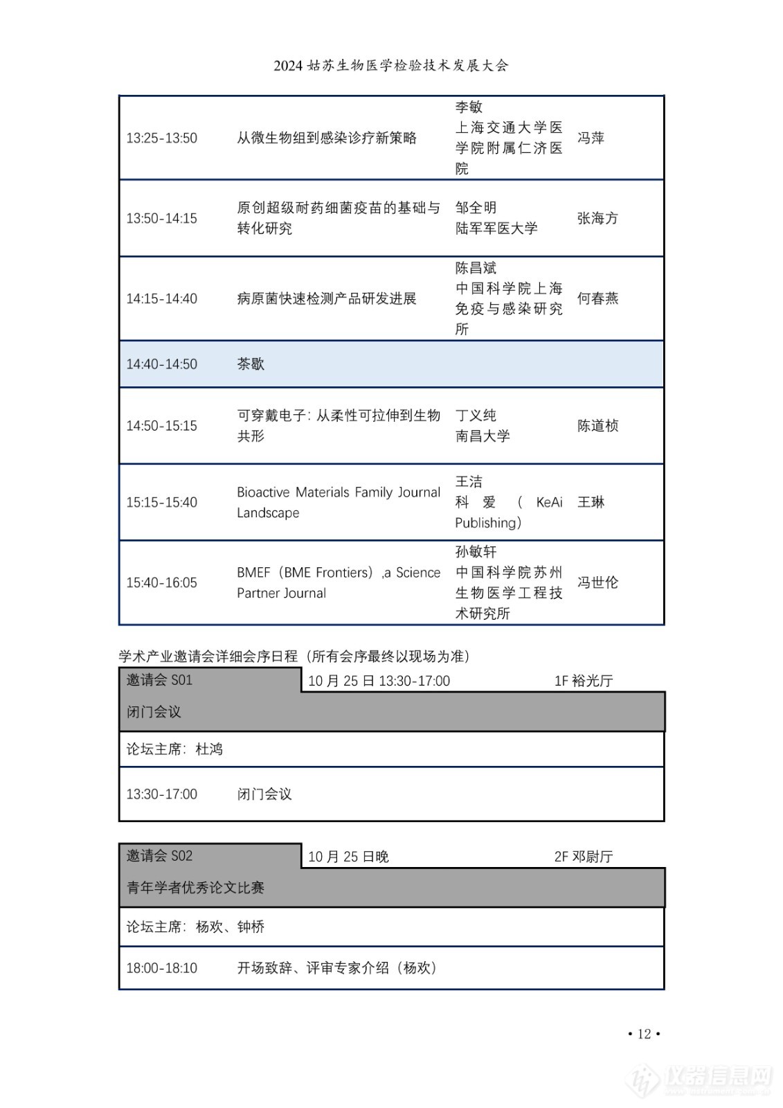 2024姑苏生物医学检验技术发展大会日程公布