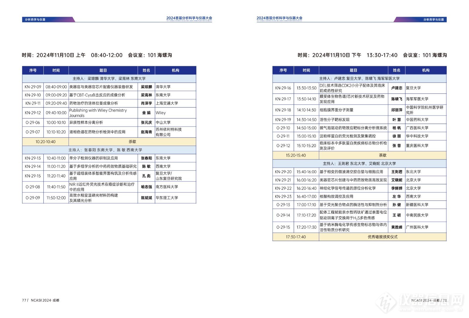 全日程公布|首届分析科学与仪器大会NCASI 2024