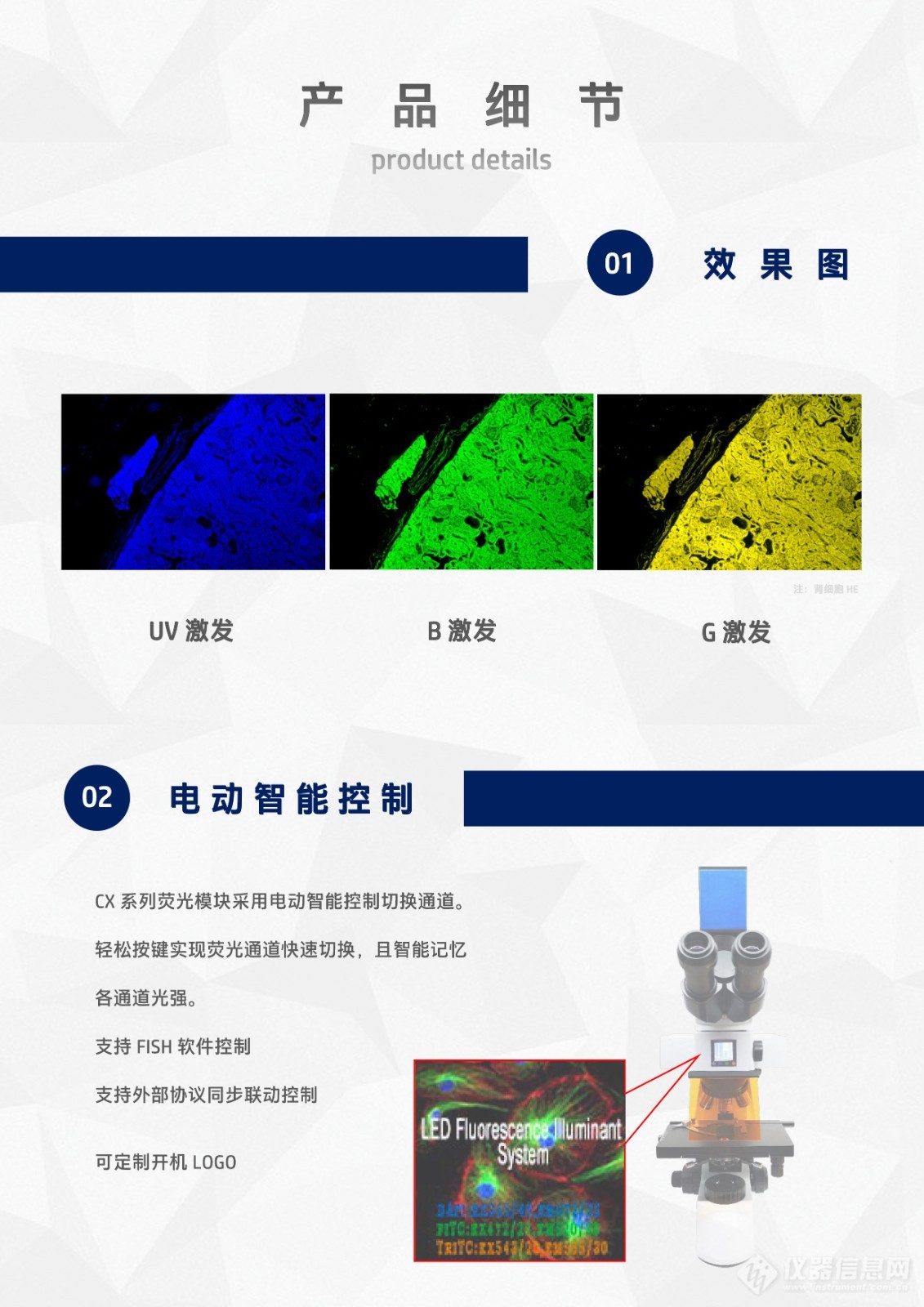 OLYMPUS CX43显微镜用LED荧光附件三色电动正置荧光模块CX43-UVBG-E (4).jpg