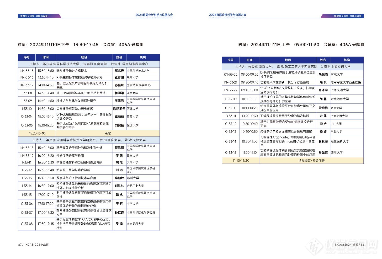 全日程公布|首届分析科学与仪器大会NCASI 2024