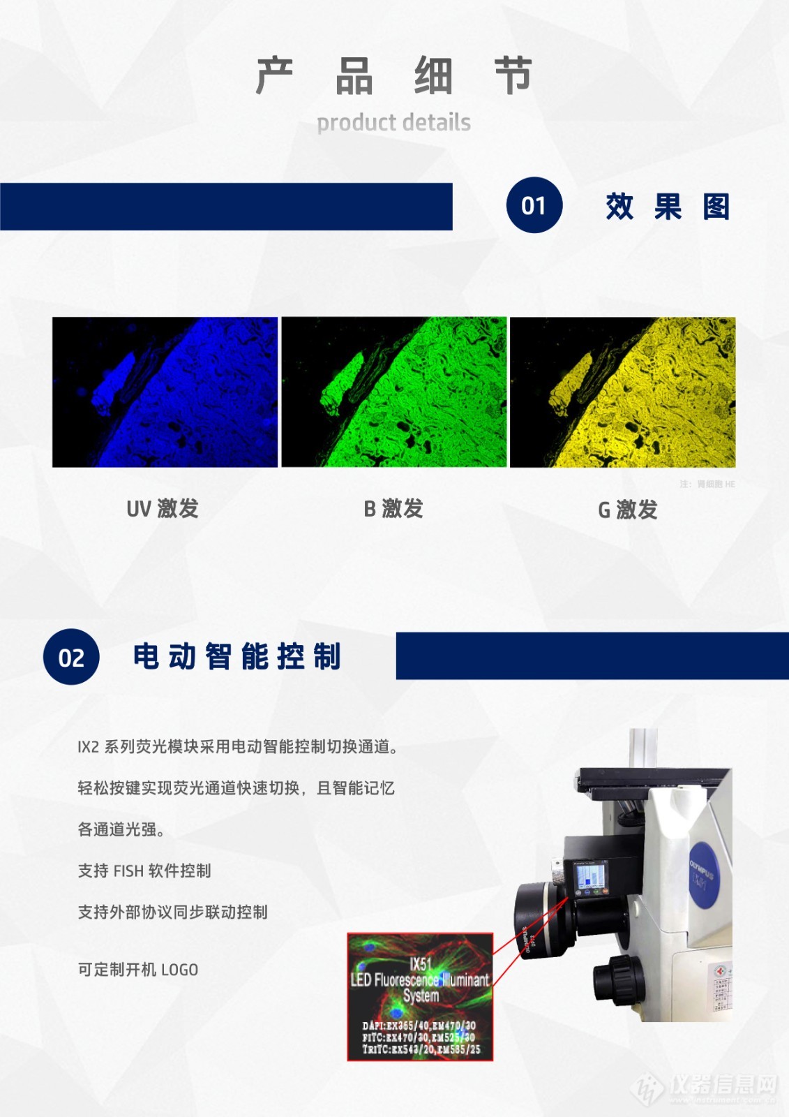 奥林巴斯倒置显微镜IX71用LED光源荧光附件电动三色倒置荧光模块IX2-UVBG-E (4).jpg