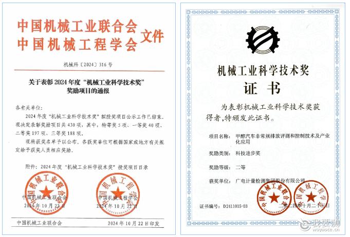 广电计量荣获2024年度“机械工业科学技术奖”二等奖