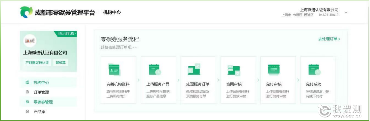 微谱认证成功入住成都市零碳券管理平台
