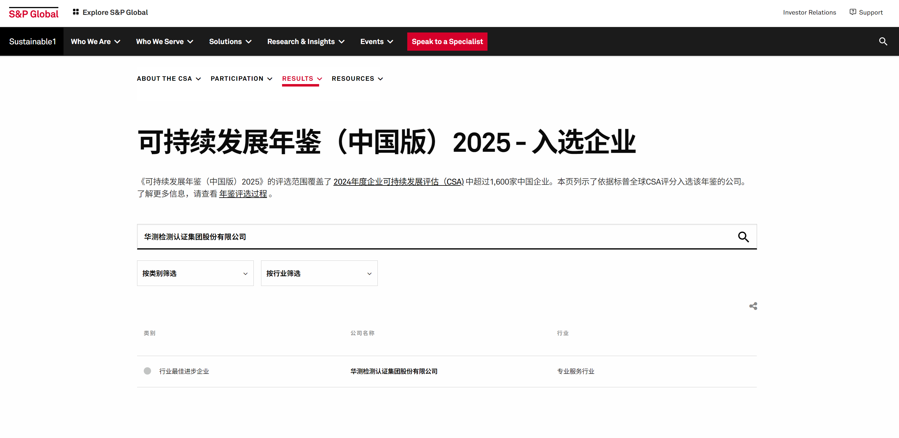 CTI华测检测三年蝉联标普全球《可持续发展年鉴（中国版）》，权威认可引领ESG实践标杆