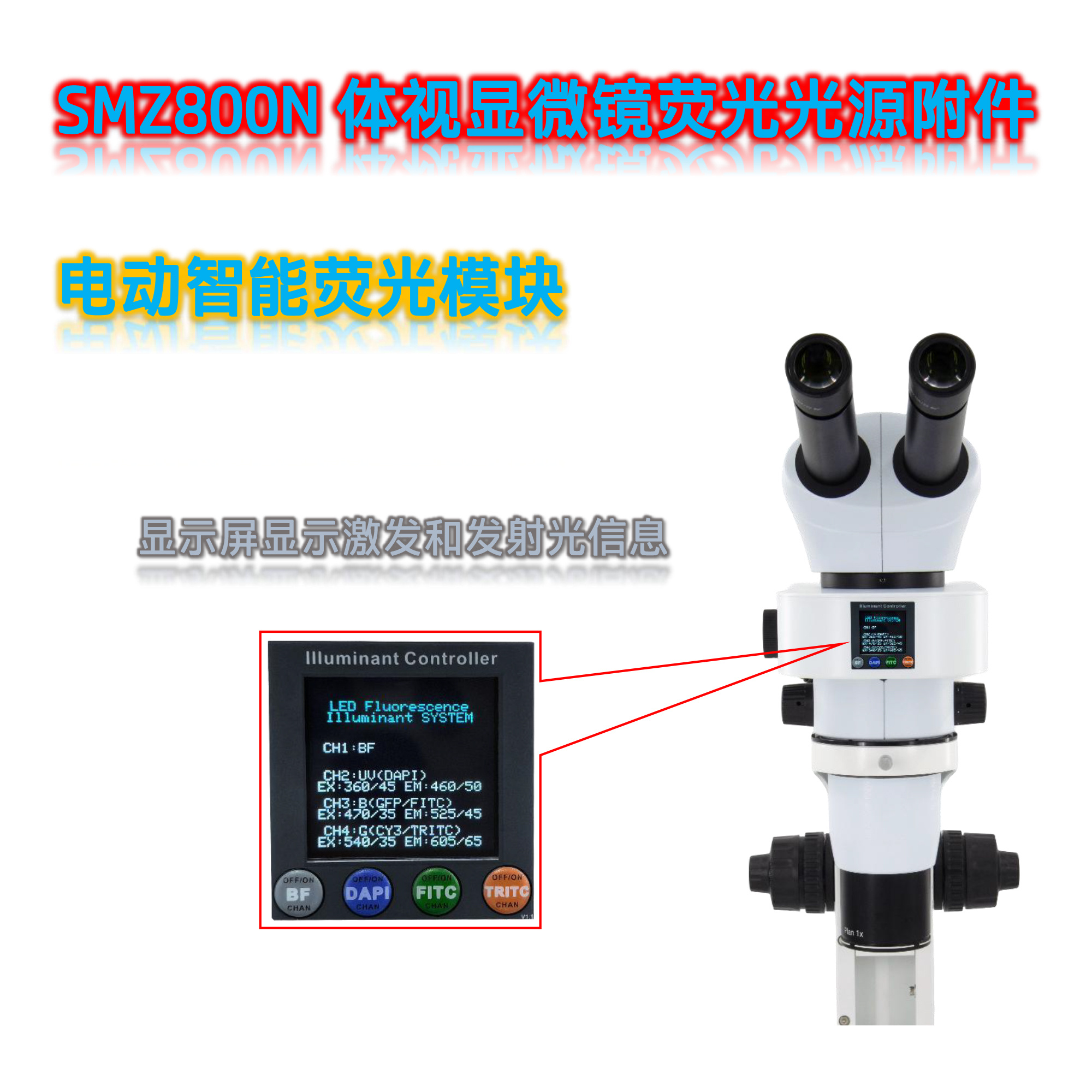 SMZ800N体视显微镜光源附件SMZ800N-UVBGR-E