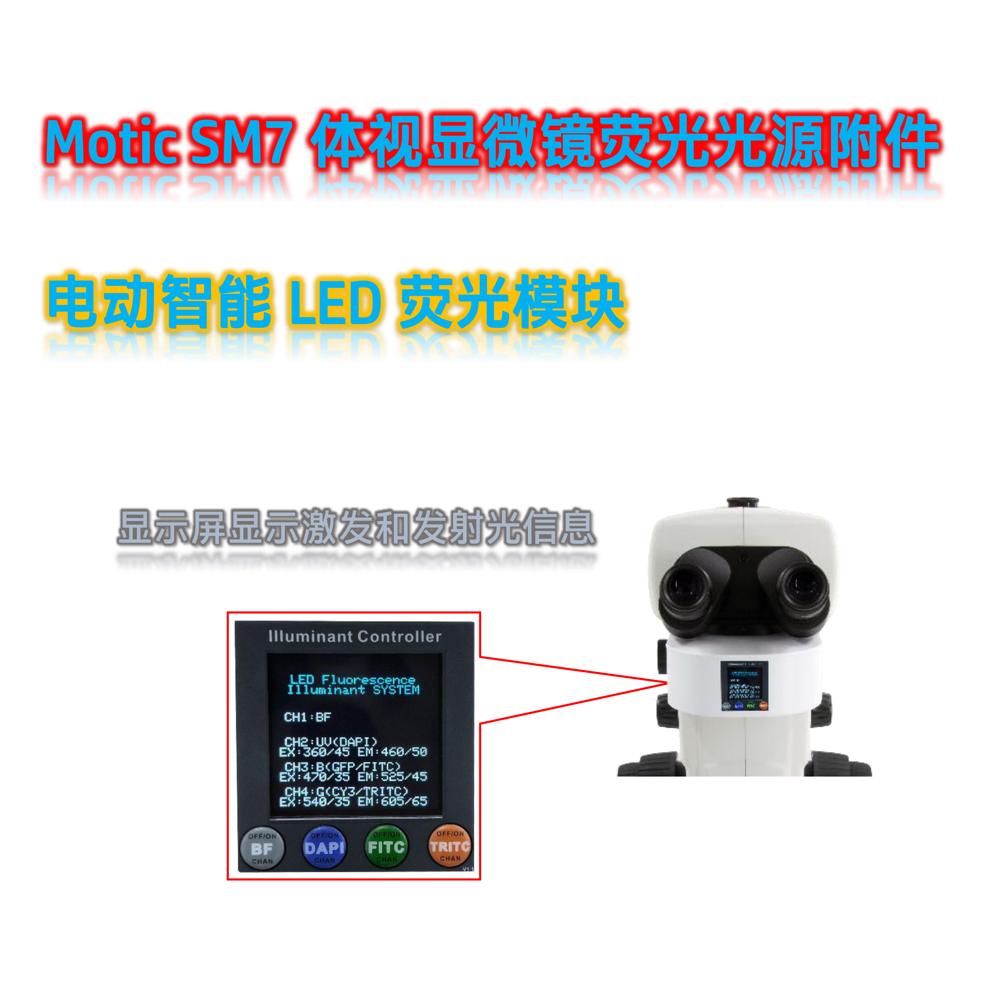 SM7体视显微镜升级荧光光源附件SM7-UVBGR-E