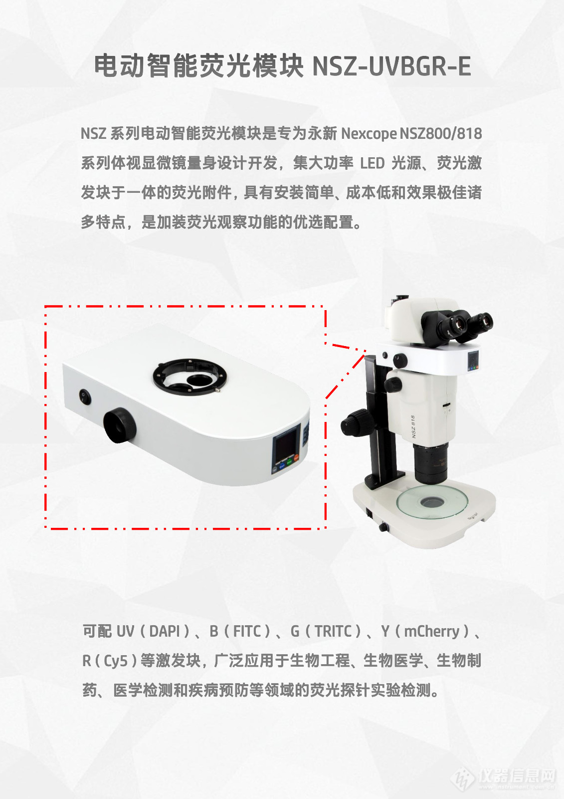 永新Nexcope NSZ800_818体视显微镜LED体视荧光模块光源附件NSZ-UVBGR-E_flyer_v25.1001-2.jpg