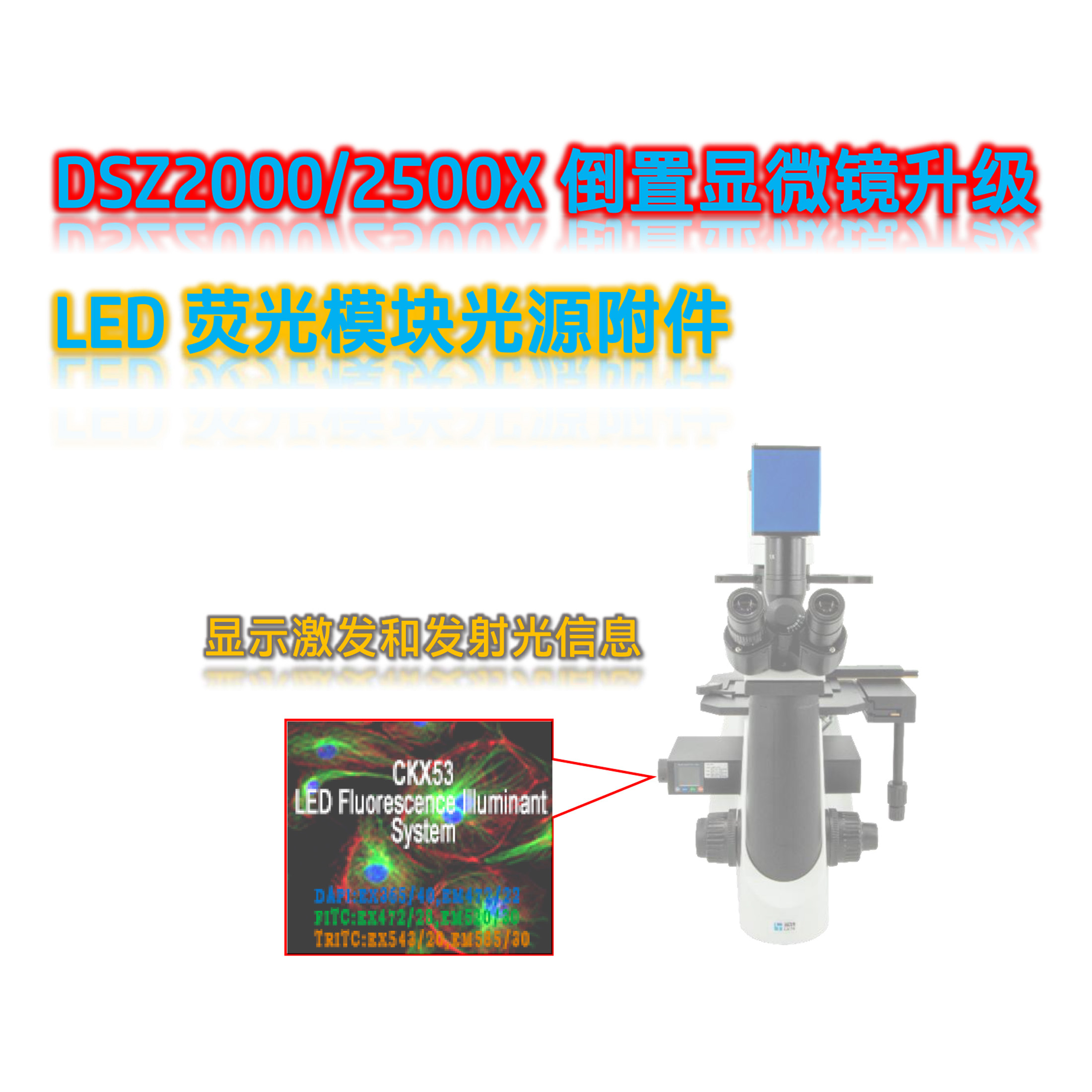澳浦DSZ2000倒置显微镜LED荧光模块光源附件DSZ2-UVBGY-E