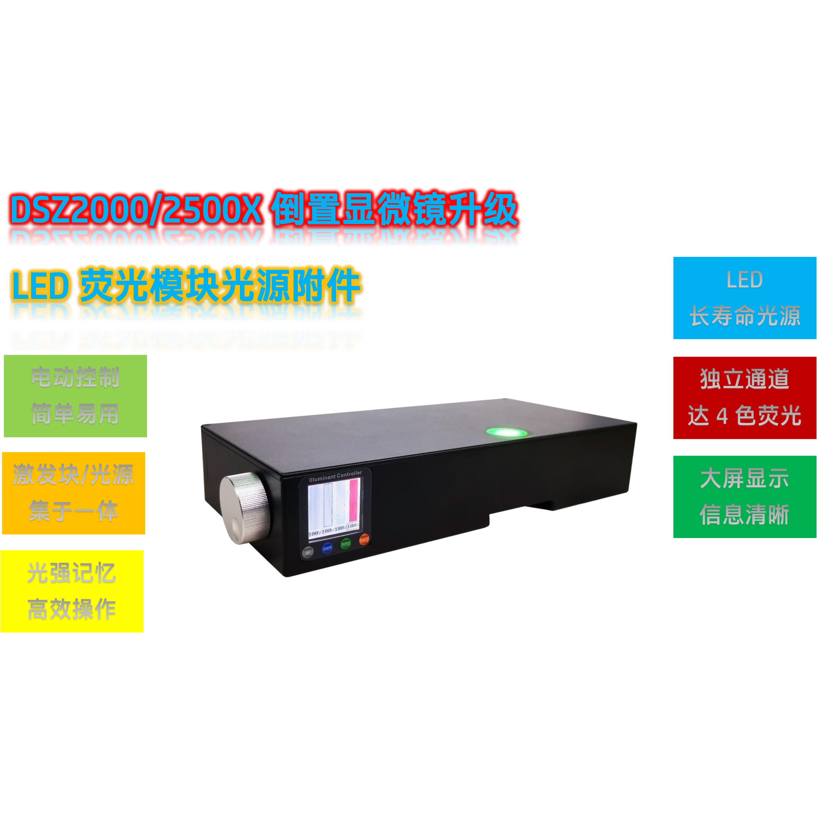 澳浦DSZ2000倒置显微镜LED荧光模块光源附件DSZ2-UVBGY-E