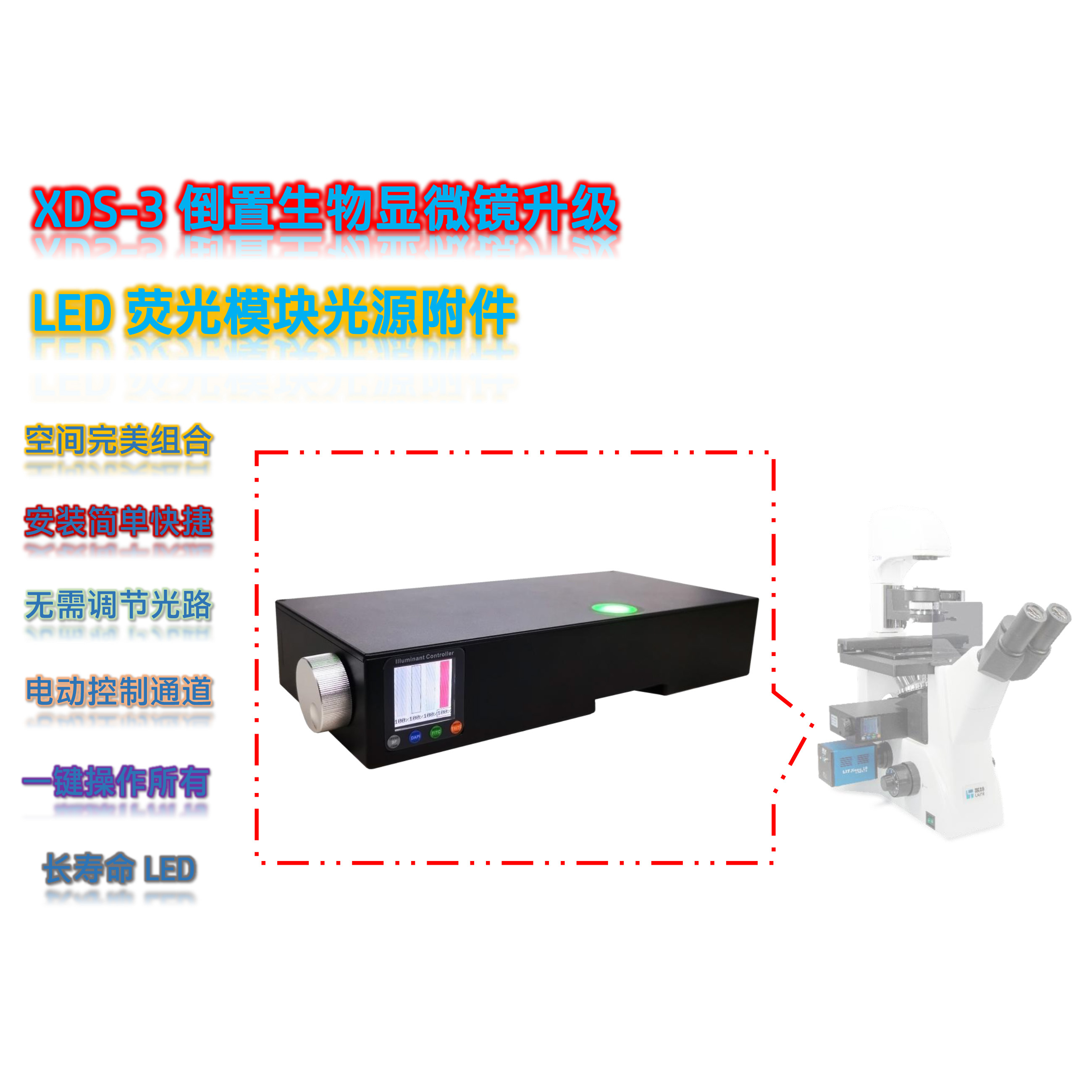 新品上市|粤显XDS-3倒置显微镜荧光升级模块——开启微观世界多色荧光新视界