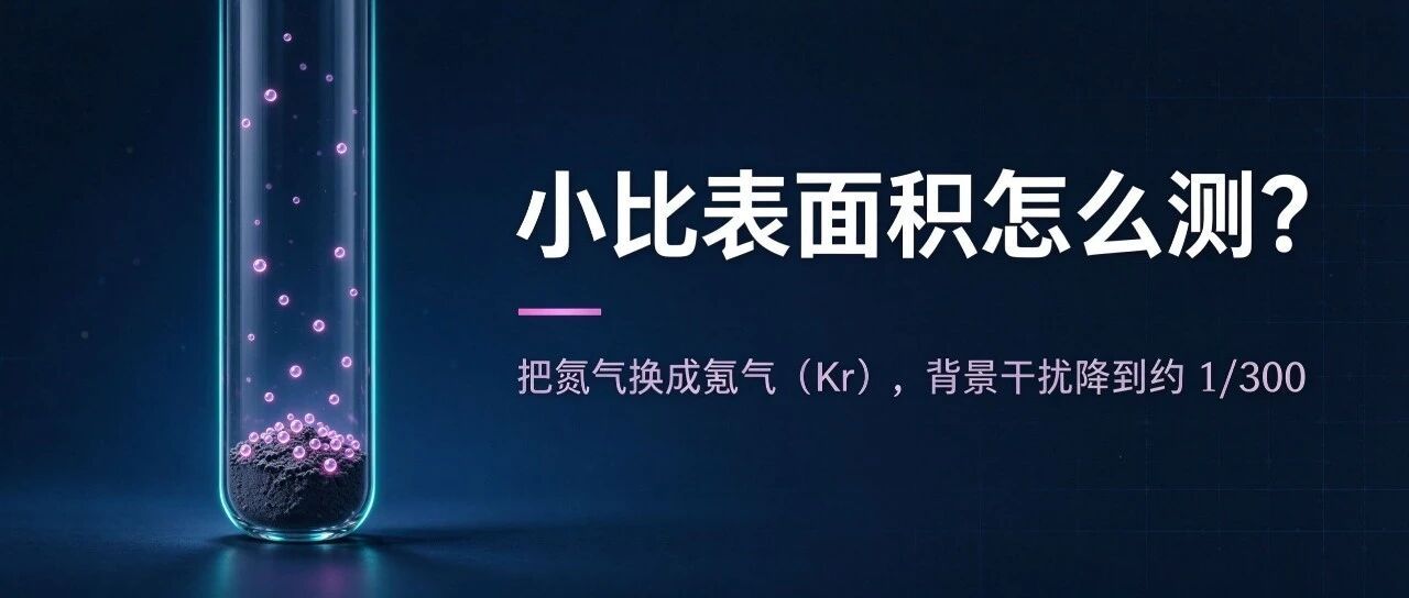 小比表面积怎么测？把氮气换成氪气（Kr），背景干扰降到约 1/300