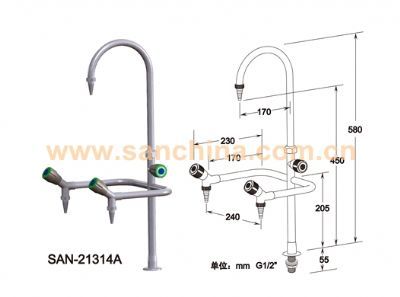 台雄台式三口鹅颈水龙头 SAN-21314A，二十年品质保证