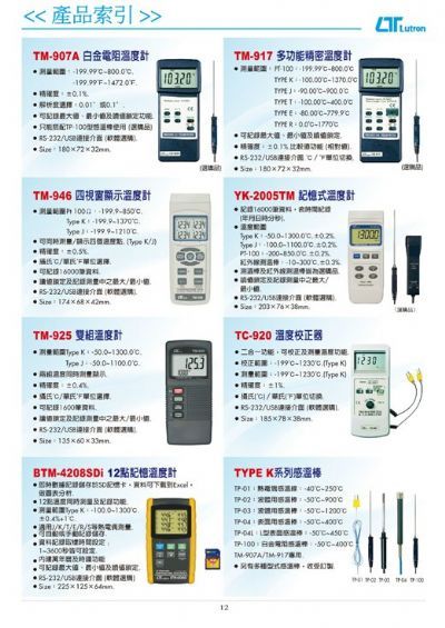 其它相关仪表TM-907A,TM-917，TM-946，YK-2005TM,TM-925，TC-920，BTM-4208SDi，TYPE K