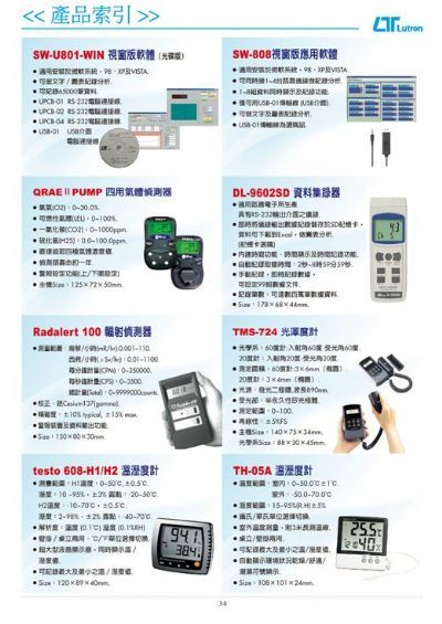 路昌--视窗版软体、四用气体侦测器、资料集录器、辐射侦测器、光泽度计、温湿度计
