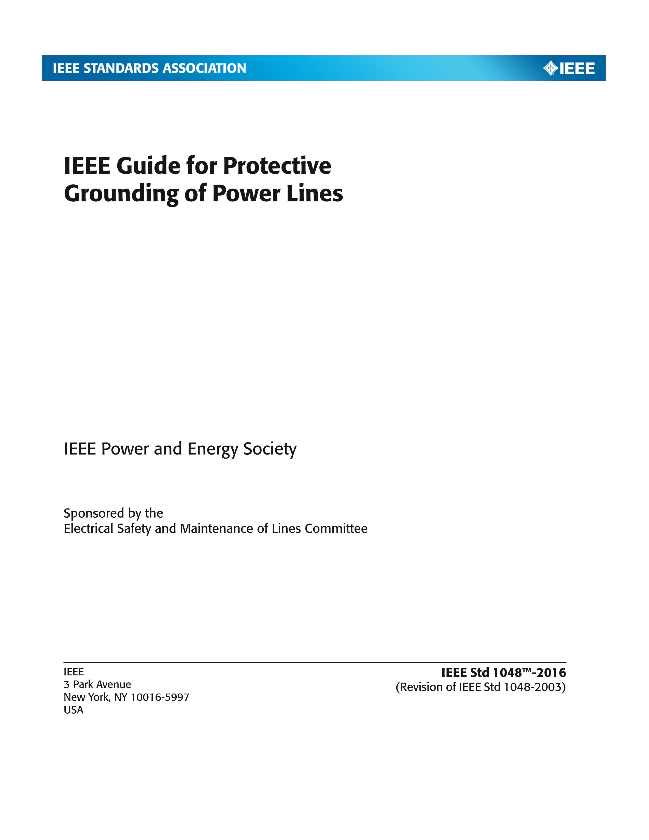 IEEE Std 1048-2016 IEEE Guide for Protective Grounding of Power Lines.PDF1ҳ