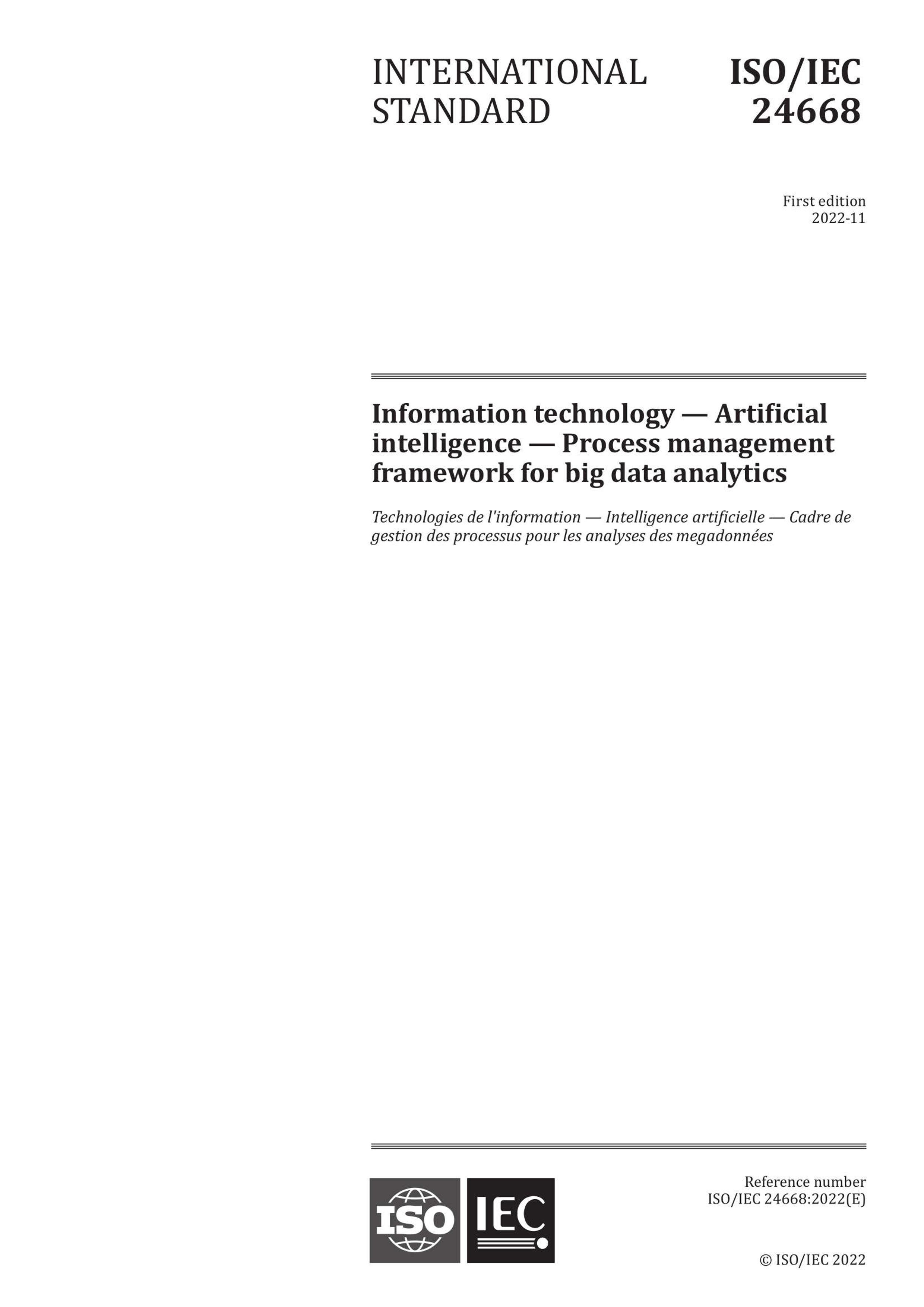 ISOMIEC 24668-2022 Information technology  Artificial intelligence  Process management framework for big data analytics.pdf1ҳ