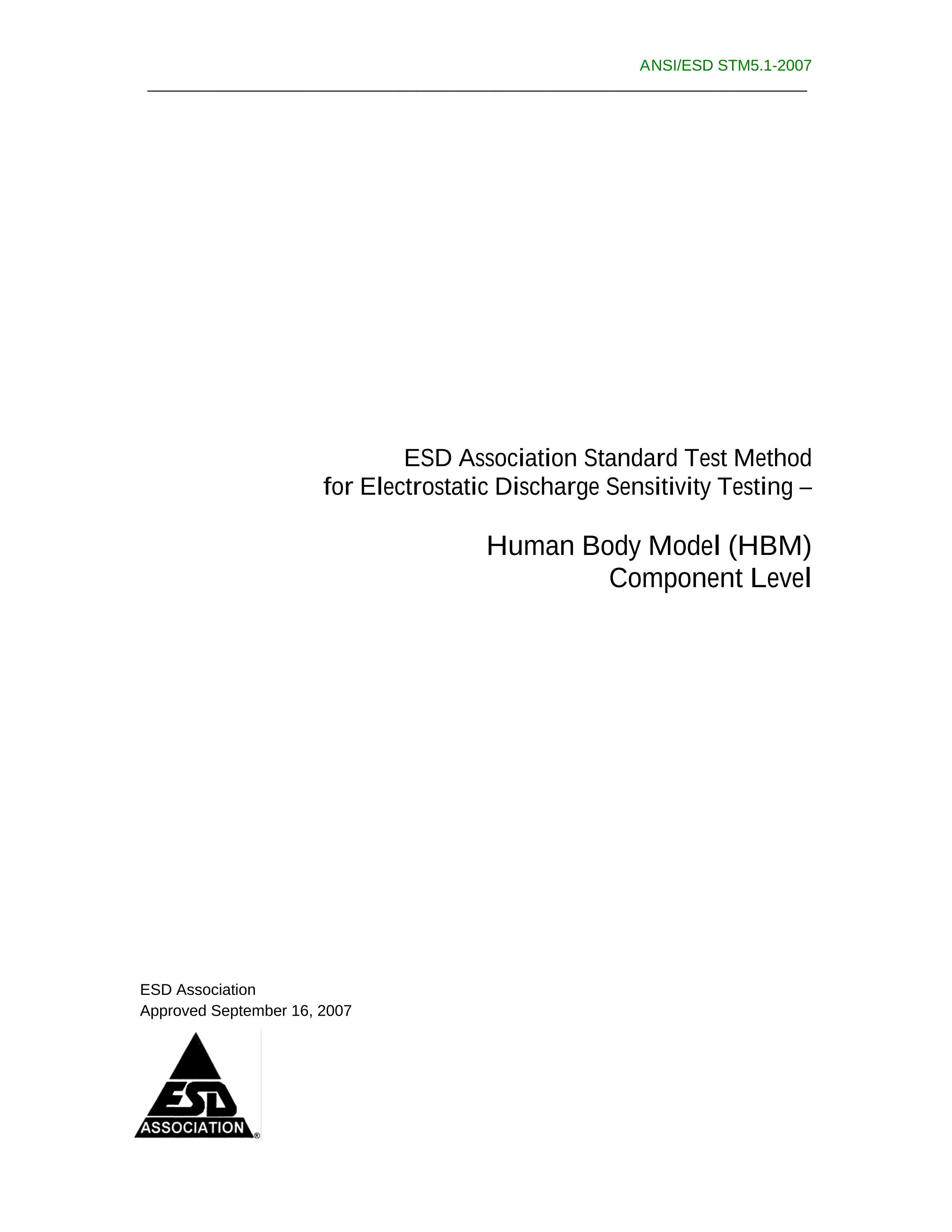 ANSI-ESD STM5.1-2007 For Electrostatic Discharge Sensitivity Testing CHuman Body Model(HBM) Component Level.pdf3ҳ