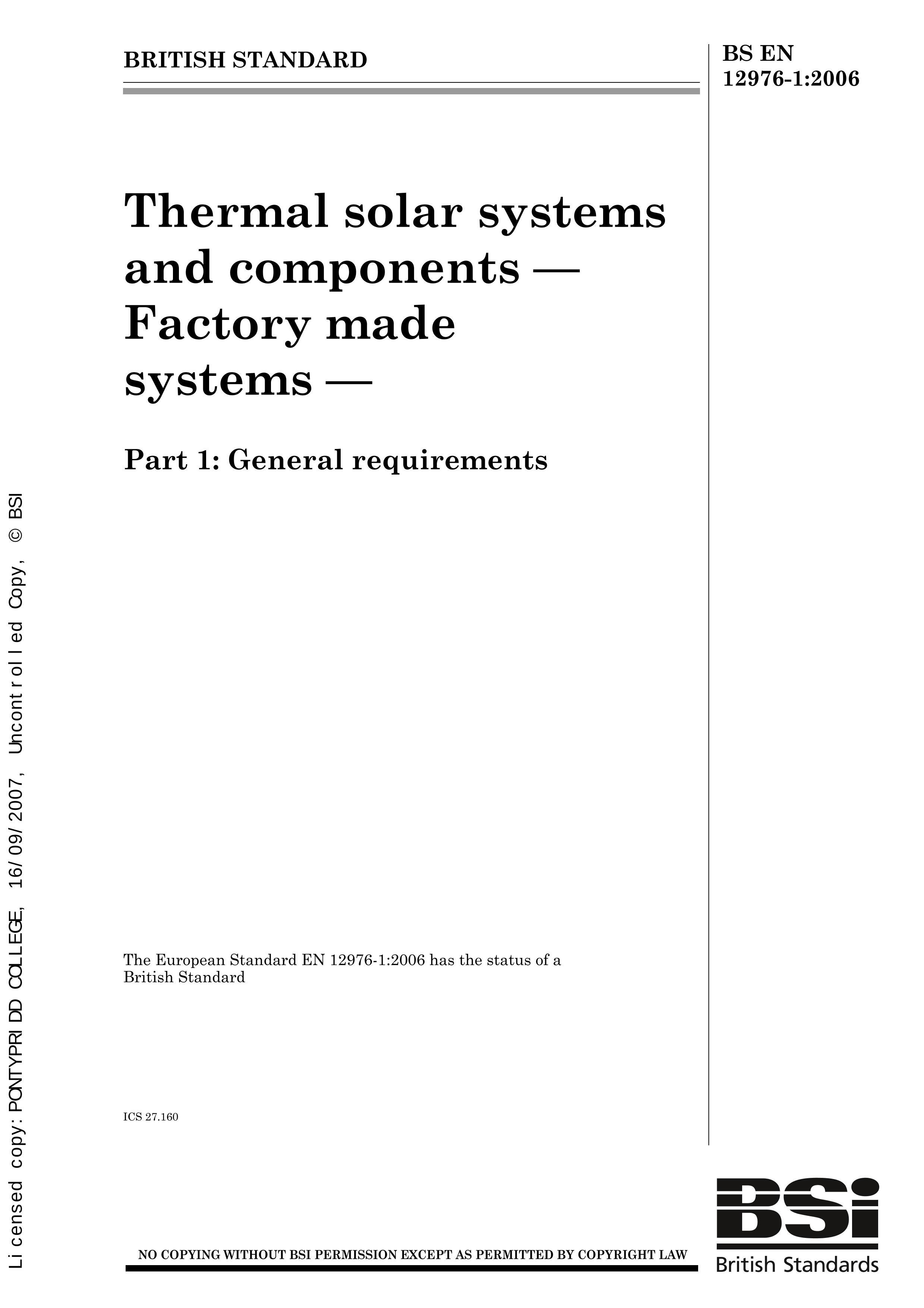 BS EN 12976-1-2006 Thermal solar systems and components - Factory made systems- General requirements.pdf1ҳ