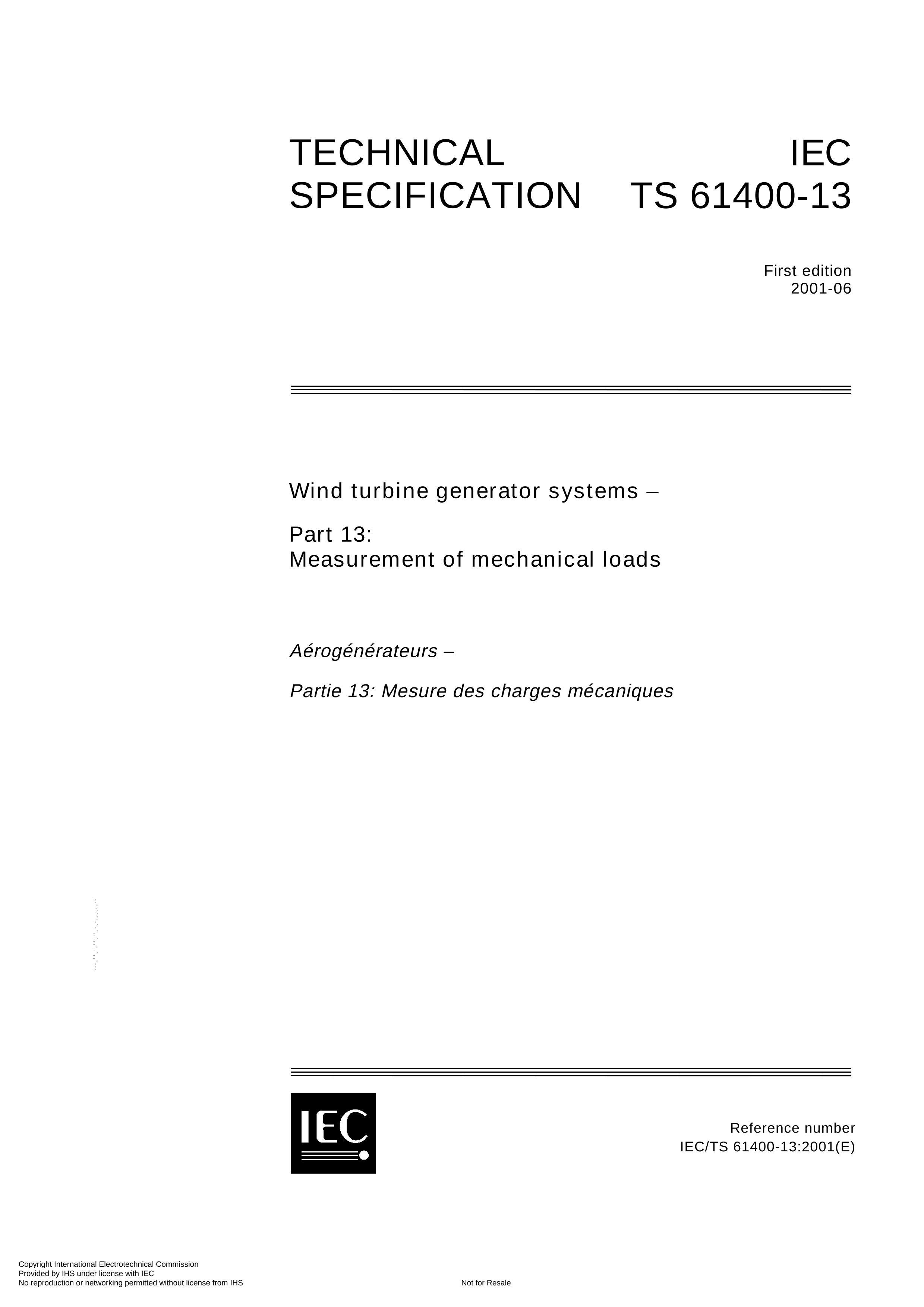 IEC 61400-13-2001 Wind turbine generator systems C Part 13 Measurement of mechanical loadsغɲԣ.pdf1ҳ