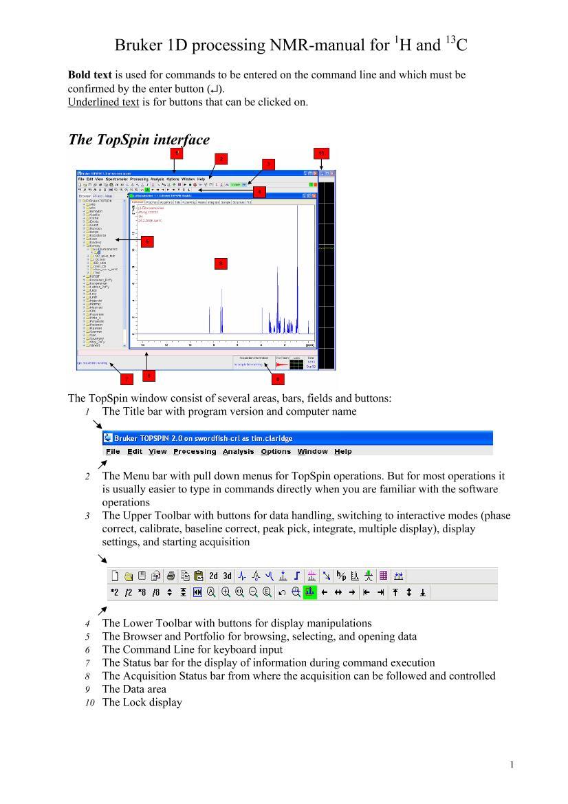 Bruker 1D processing NMR-manual for 1H and 13C³˺˴Ųֲ1ҳ